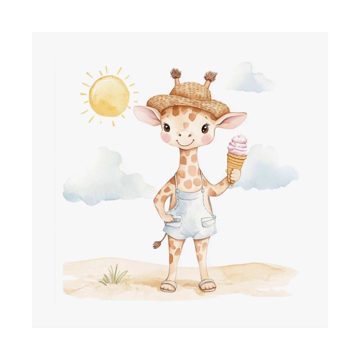 Adorable Giraffe Poster, Kids Room Decor, Baby Shower Gift, Nursery Wall Art, Cute Animal Print, Summer Vibes