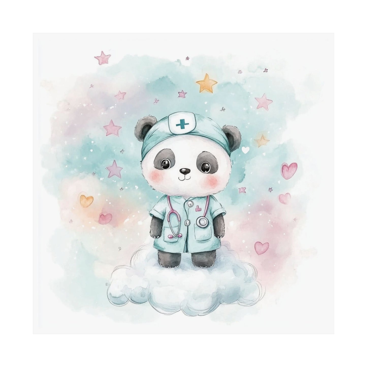 Cute Panda Nurse Poster | Nursery Art, Pediatrician Decor, Baby Shower Gift, Kids Room Wall Art, Animal Wall Decor