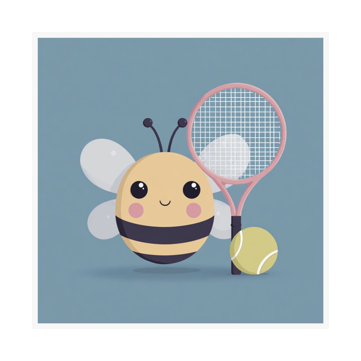 Cute Bee Tennis Poster | Fun Children's Room Decor, Gift for Sports Lovers, Playful Wall Art, Nursery Accent