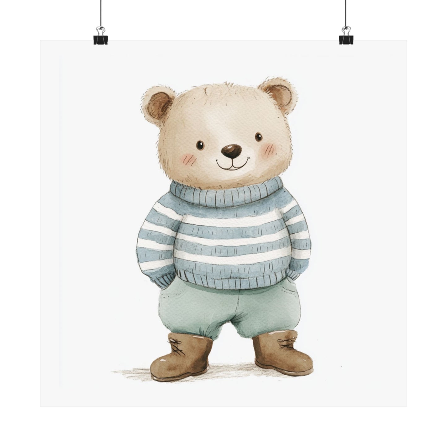 Cute Bear Illustration Poster, Nursery Wall Art, Kid's Room Decor, Baby Shower Gift, Animal Print for Children