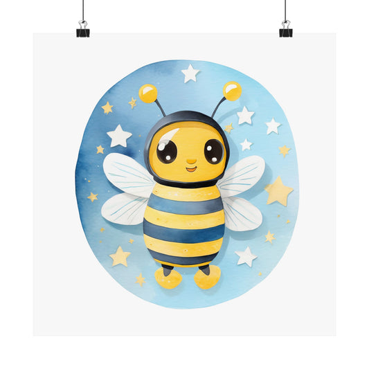 Cute Bee Art Print, Kids Room Decor, Nursery Wall Art, Honeybee Poster, Playroom Decor, Gift for Nature Lovers