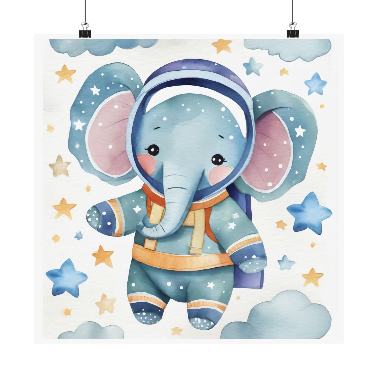 Astronaut Elephant Wall Art Poster | Kids Room Decor, Nursery Art, Baby Shower Gift, Playroom Decoration, Whimsical Artwork
