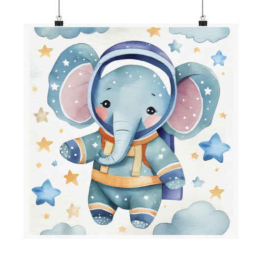 Astronaut Elephant Wall Art Poster | Kids Room Decor, Nursery Art, Baby Shower Gift, Playroom Decoration, Whimsical Artwork