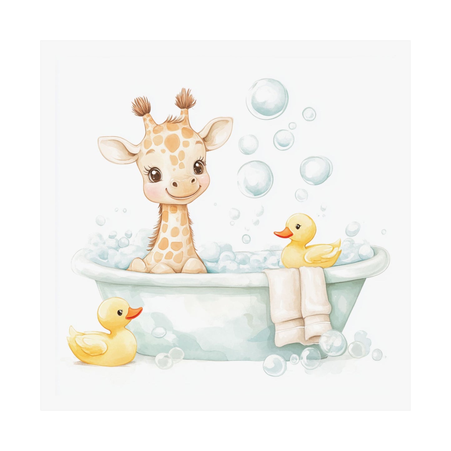 Adorable Giraffe Bath Time Poster, Kids Room Decor, Nursery Wall Art, Baby Shower Gift, Cute Animal Print