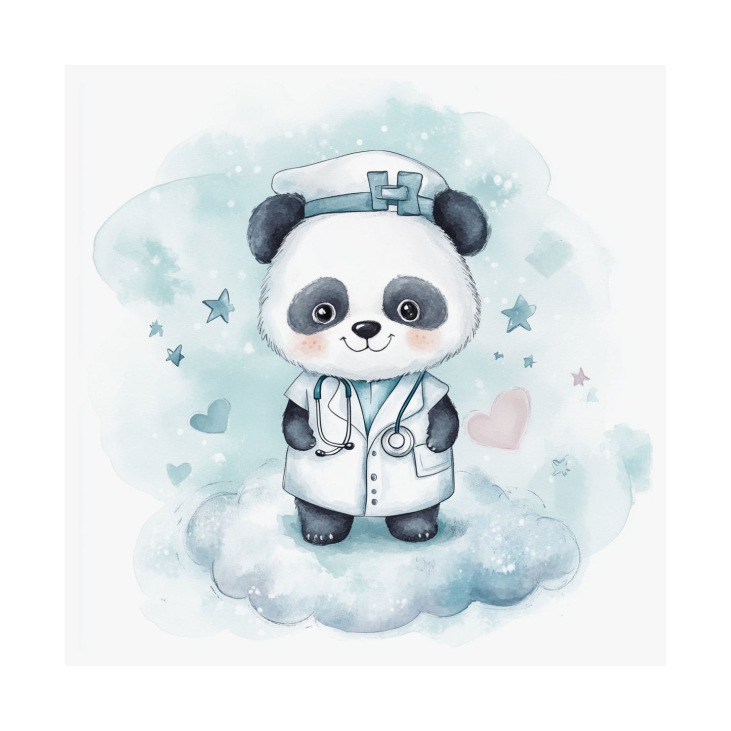 Cute Panda Doctor Poster, Nursery Wall Art, Baby Shower Decor, Kids Room Decor, Animal Print