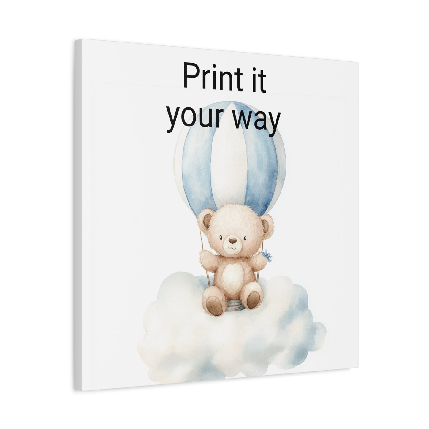 Personalized Bear Balloon Print on Matte Canvas, Nursery Decor, Kids Room Art, Custom Artwork, Gift for Baby Shower, Wall Art