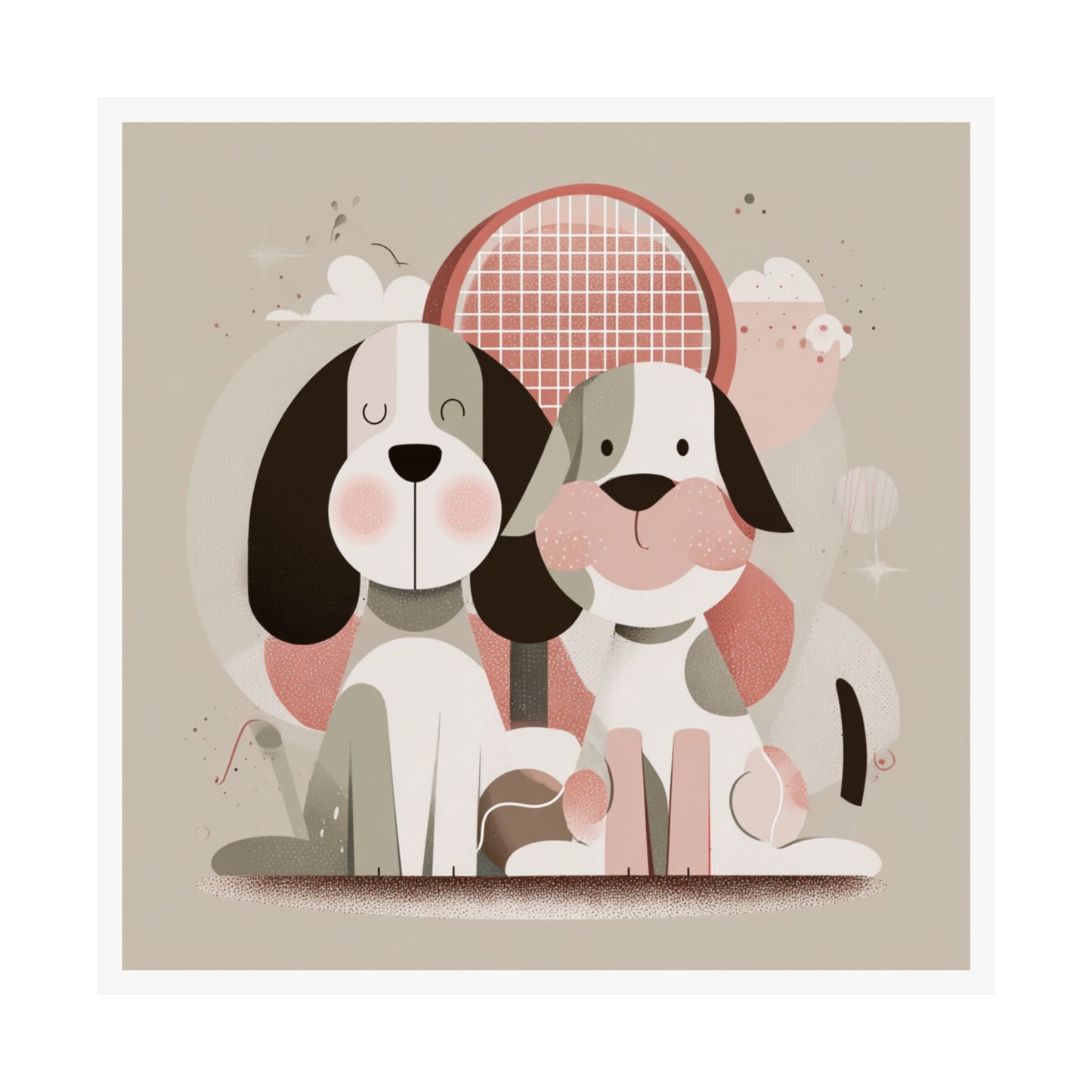Adorable Dog Art Poster, Cute Pet Wall Decor, Animal Lovers Gift, Kids Room Artwork, Dog-Themed Home Decor