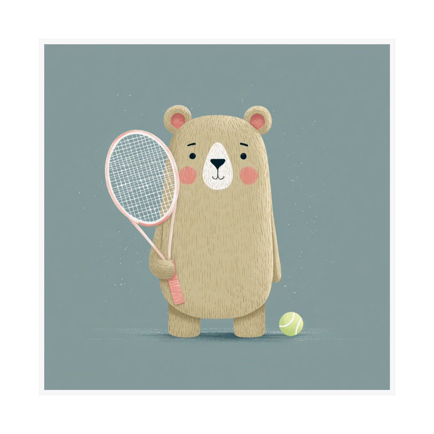 Adorable Tennis Bear Poster - Cute Kids Room Decor, Animal Print, Gift for Sports Lovers, Nursery Wall Art, Playroom Decoration