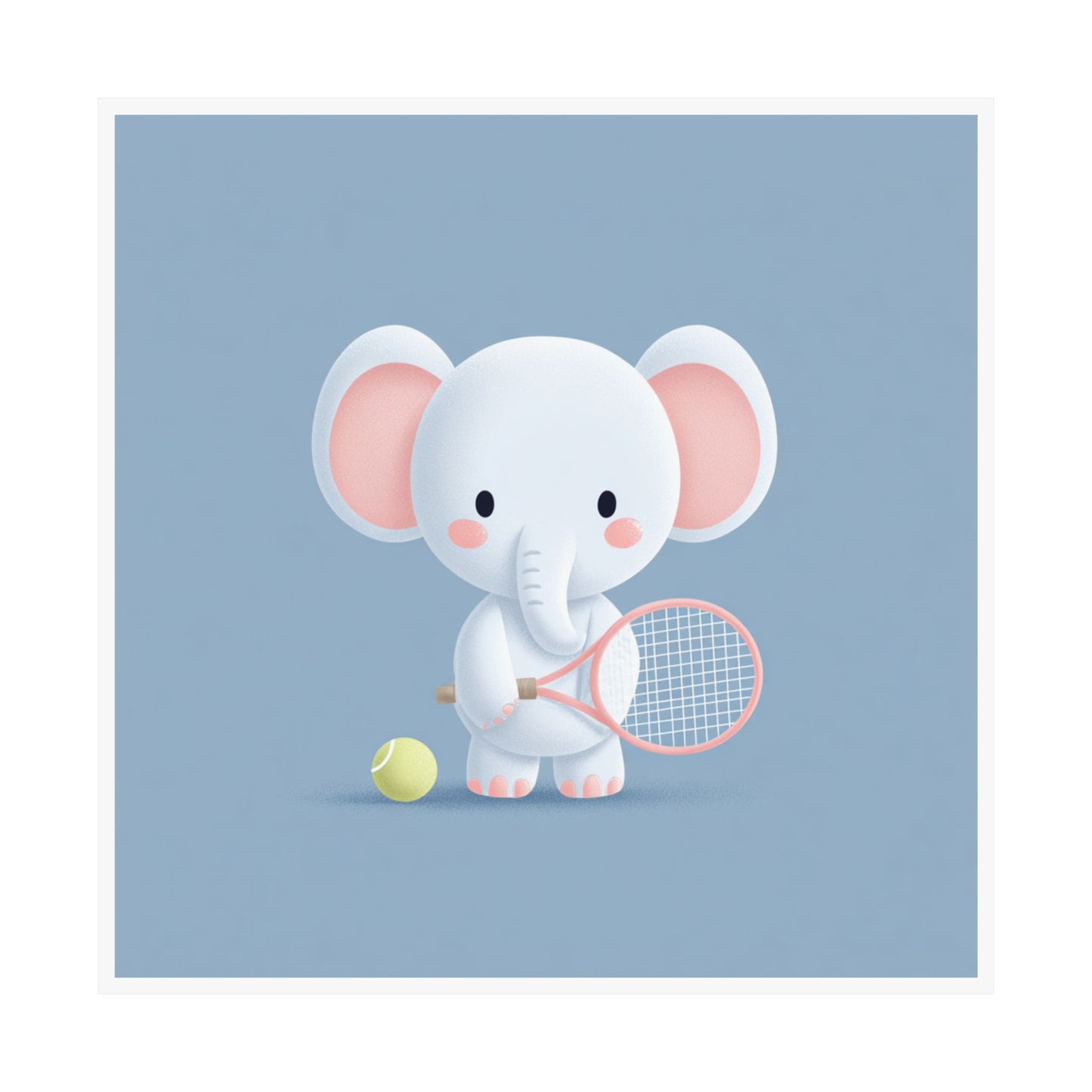 Playful Elephant Tennis Poster, Kids Room Decor, Nursery Wall Art, Animal Illustration, Childrens Room Decor