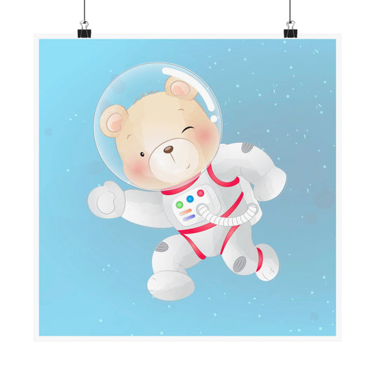 Whimsical Astronaut Bear Poster, Kids Room Decor, Nursery Wall Art, Space Theme Decor, Fun Children's Gift