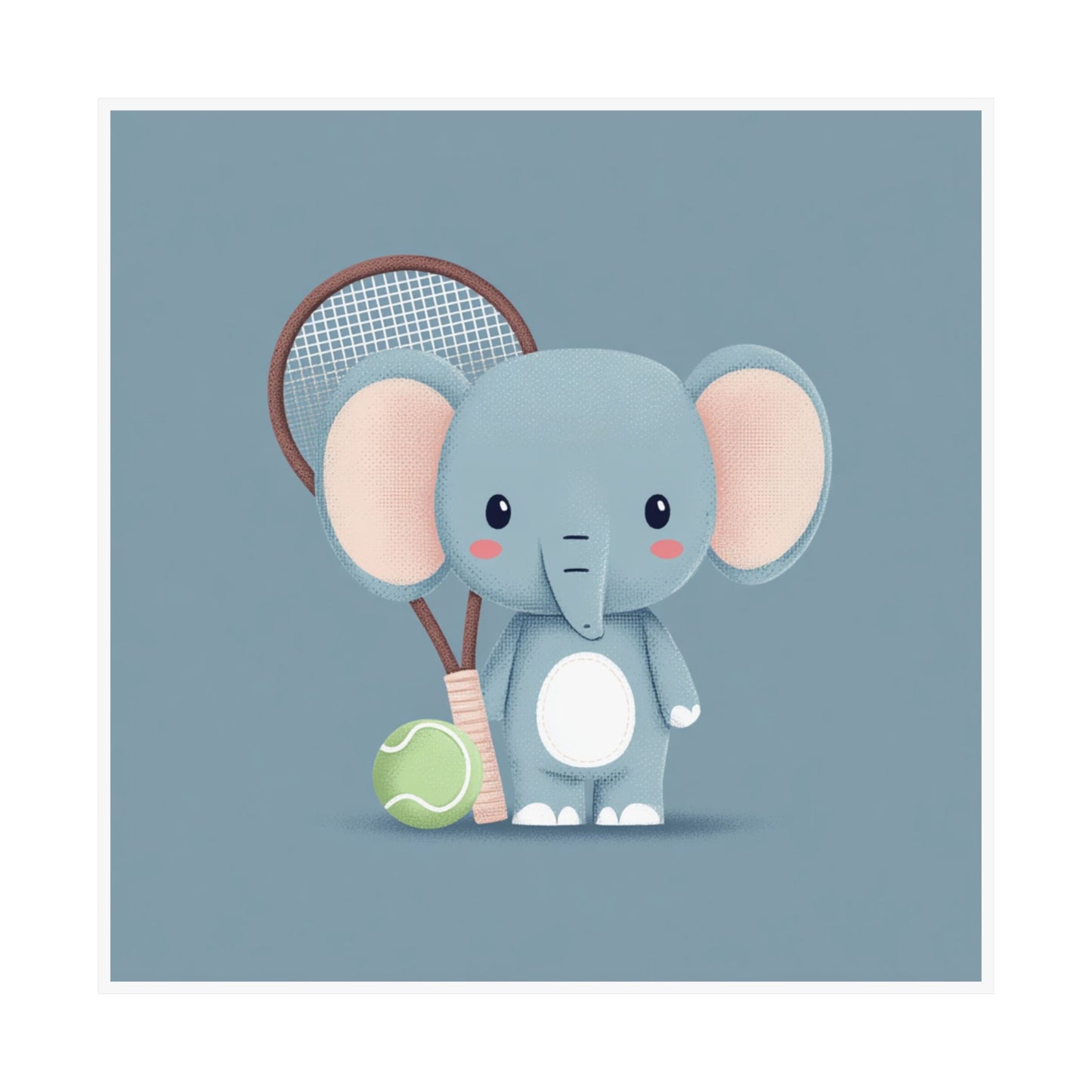 Cute Elephant Tennis Poster, Kids Room Decor, Nursery Wall Art, Animal Lover Gift, Playful Home Decoration