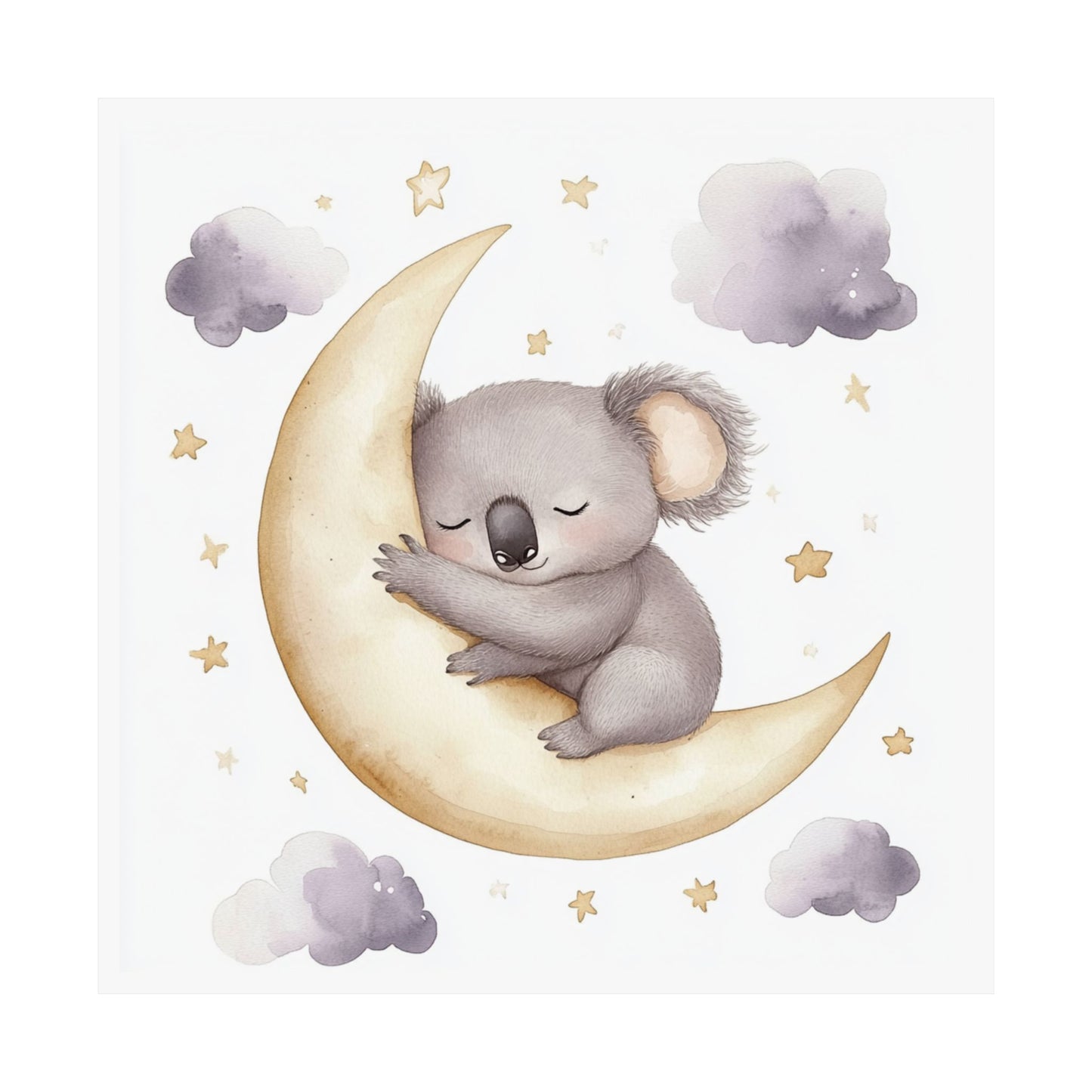 Sleepy Koala Moon Vertical Poster, Nursery Decor, Kids Room Wall Art, Cute Animal Print, Celestial Themed Decor