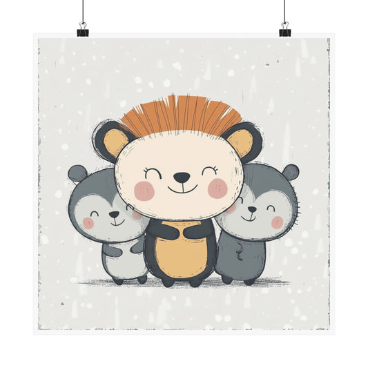 Cute Animal Friends Poster, Kids Room Decor, Nursery Wall Art, Baby Shower Gift, Playroom Decoration
