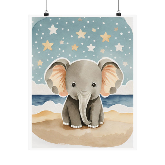 Cute Elephant Nursery Wall Art, Baby Shower Gift, Kids Room Decor, Matte Vertical Poster, Animal Print, Children's Room